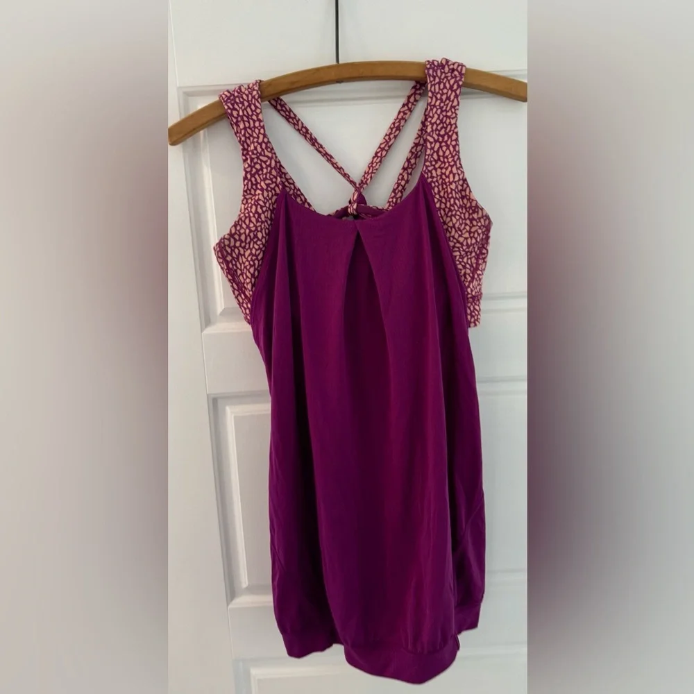 Lululemon Nouveau Limits Tank Regal Plum Miss Mosaic Peach Fuzz gym bra yoga US6 - Picture 4 of 6
